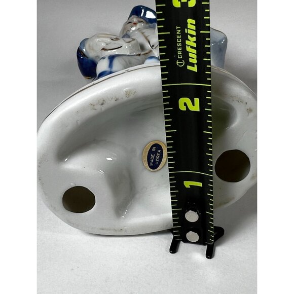 Vtg Korean Porcelain Figurine Of Musician Guitar Blue White Hand-Painted Decor - Picture 11 of 11